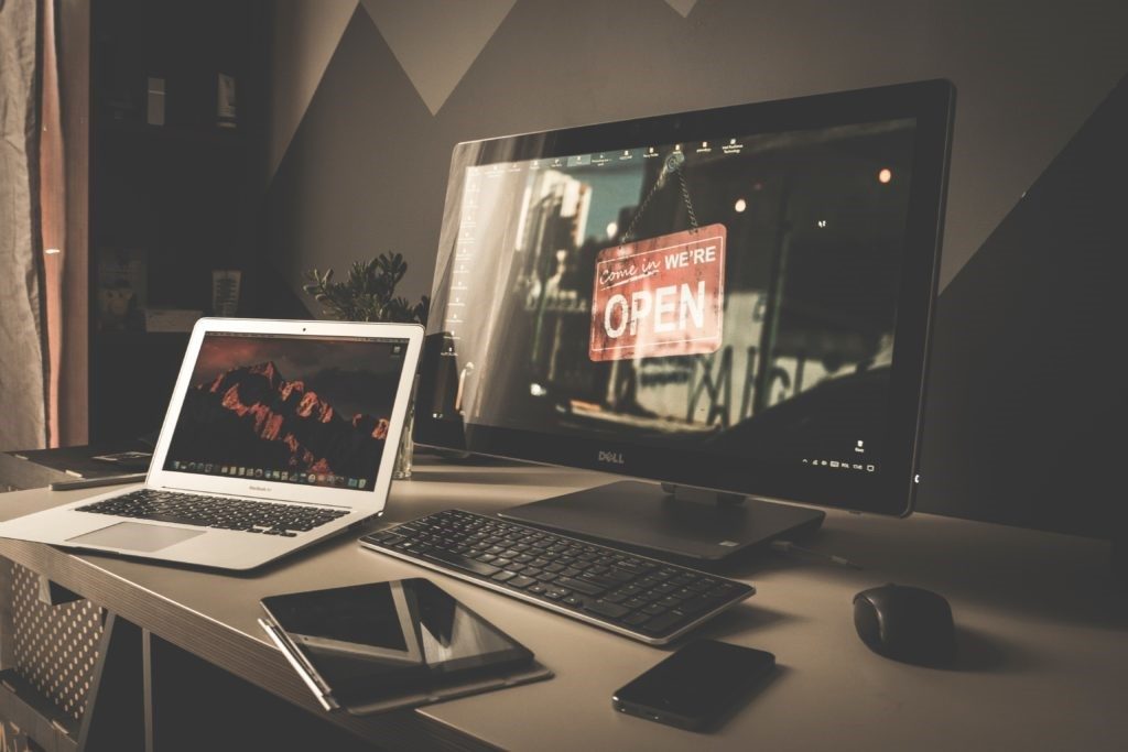 Phone, tablet, laptop, and desktop computer.